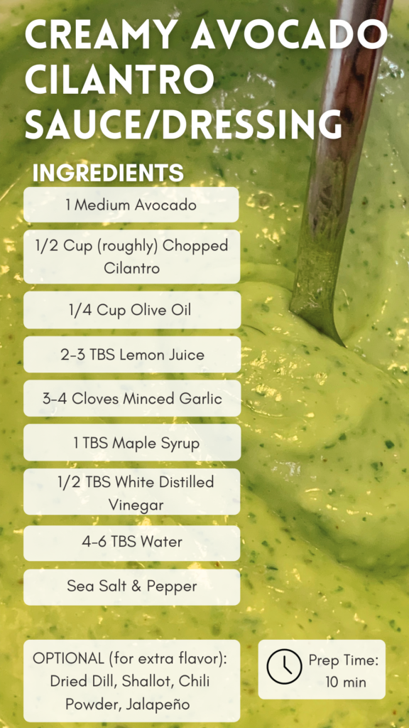 Creamy Avocado Cilantro Sauce Dressing Recipe