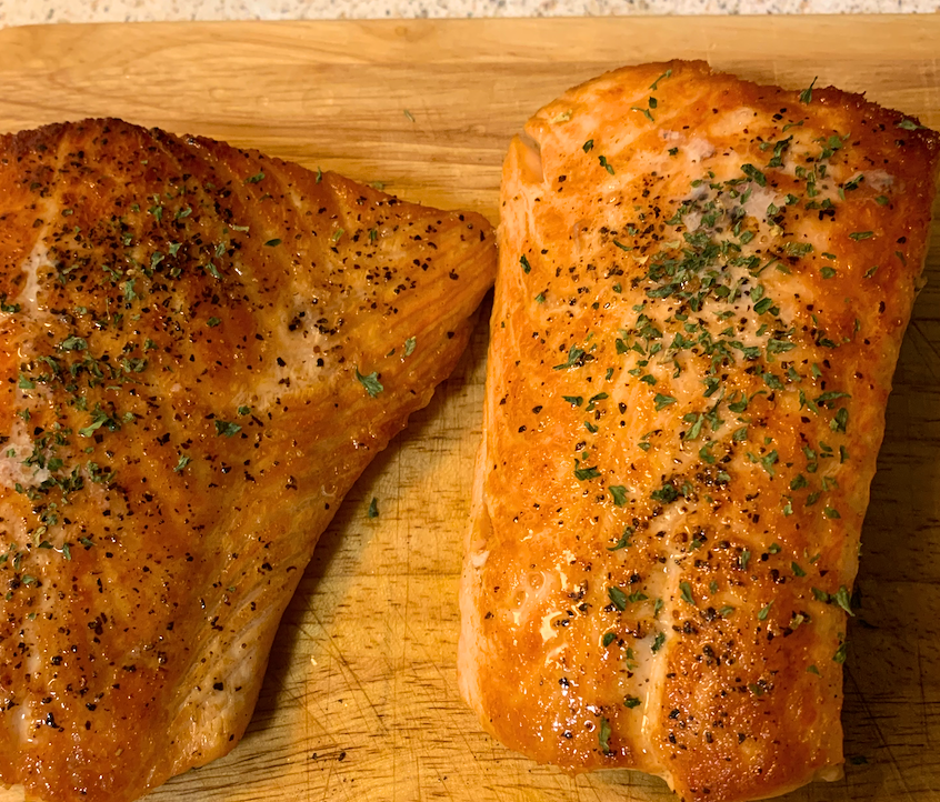 Golden Brown Cooked Salmon