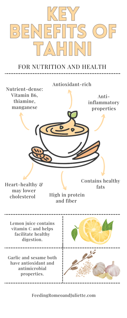 Key Benefits of Tahini for Nutrition and Health Infographic